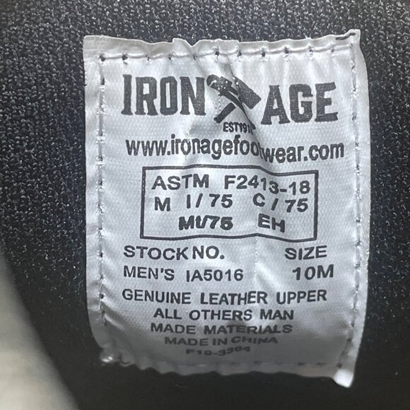 Iron Age Mens Black Leather Work Boots ASTM Steel Toe Slip-Resistant Size 10M main image 8